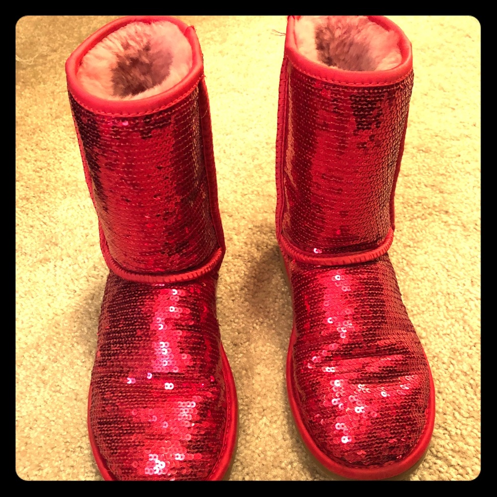 UGG red sequin boots